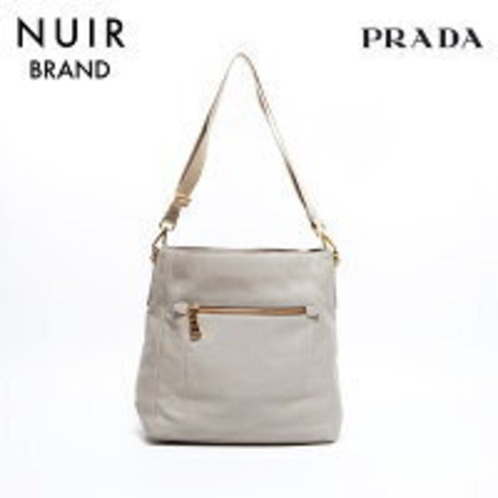 Prada Vitello Daino leather hobo shoulder bag White